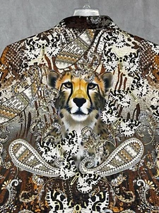 Barabas Shirt Men 3XL AOP Cheetah Floral Butterfly Paisley Hawaiian Disco Fancy - Picture 1 of 10