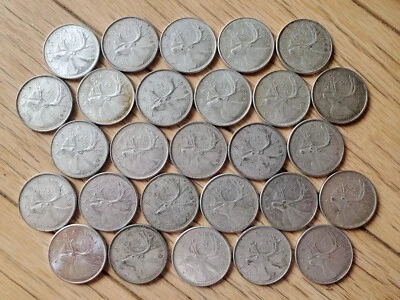1968 Canada Quarters - Huge Lot of 27 Silver Coins - Elizabeth II - Below Melt V - Image 1 of 4