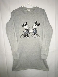 Mickey And Minnie Mouse Disney Store Fleece Nightgown For Girls Size 8 Gray - Picture 1 of 11