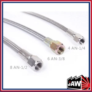 Teflon Braided Hose 4AN AN4 60cm 23.6" long / O.D. 9mm 3/8" Oil Feed Line Pipe - Picture 1 of 2