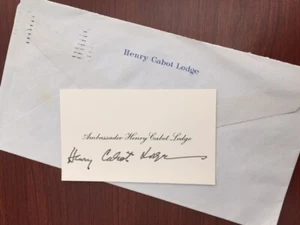 HENRY CABOT LODGE JR. SIGNED AMBASSADOR CALLING CARD V.P. CANDIDATE 1960 VIETNAM - Picture 1 of 1