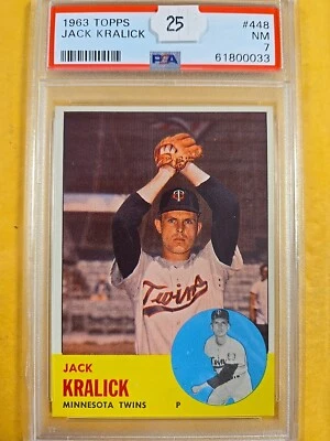 1963 TOPPS #448 JACK KRALICK MINNESOTA TWINS  PSA 7 NM Set Break 0033 - Image 1 of 2