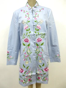 CHAQUETA VICTOR COSTA AZUL CLARO FLORAL BORDADA MANGA LARGA TALLA L - NUEVA CON ETIQUETAS - Imagen 1 de 13