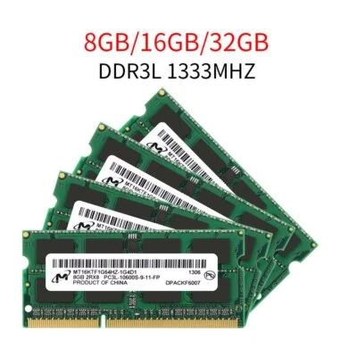 Micron 32GB 16GB 8GB 4G DDR3L 1333MHz 1600Mhz PC3L  SODIMM Laptop Memory RAM LOT - Image 1 of 4