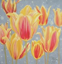 Kristine Kvitka Reddish yellow Tulips Night Blossomed 2012 Oil on Canvas