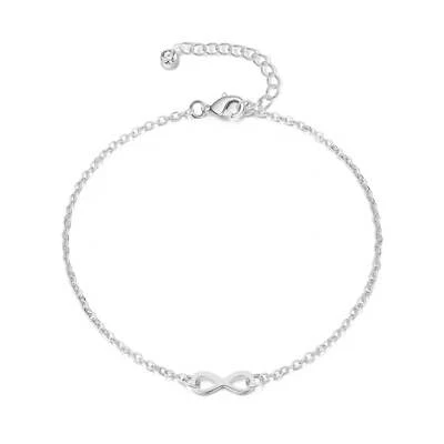 Tobillera Infinity plateada creada con cristales Zircondia® por Philip Jones Foto 1 de 4