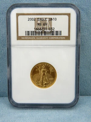 Rare 2002 $10 1/4 oz Gold American Eagle NGC MS 69 - Image 1 of 4