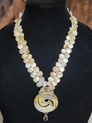 Collar madreperla .925 plata esterlina ecos antiguos extremadamente raro 99 GR Foto 1 de 4