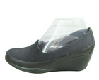 Clarks Women's Black Leather Slip On Stretchy Comfort Wedge Shoes Size 7 M