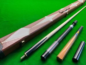Handgefertigt 57,1 Zoll 3/4 Snooker Queue Set mit Ascheschaft und Ebenholz Butt - 8,5 mm Spitze - Bild 1 von 9
