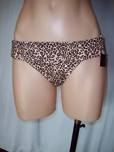 BIKINI NUOVO CON ETICHETTE VICTORIA'S SECRET LEOPARDATO ANIMALE CORSETTO CRAVATTA LATERALE FONDO NUOTO X-SMALL - Foto 1 di 3