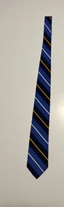 Polo Ralph Lauren Silk Hand Made Italy Blue White Yellow Striped Tie - Picture 1 of 7