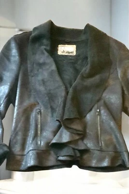 Дамы GUESS LOS ANGELES черная замша короткая куртка Sz большой - Изображение 1 из 4