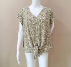 Dr 2 Womens Green Ivory Paisley Print Button Tops  Blouse Size Xxl Nwot