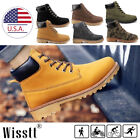Mens Comfort Leather Work Shoes Military Ankle Boots Hiking Waterproof Camping