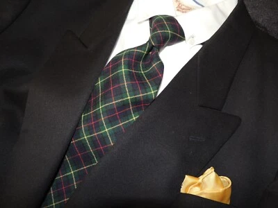 Exquisita Corbata Robert Talbott Lana Virgen Hombre Azul, Verde Cuadros. Foto 1 de 4