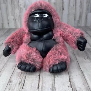 Vintage rosa und schwarzer Affe Gorilla 11 Zoll Plüschtier Stofftier - Bild 1 von 10