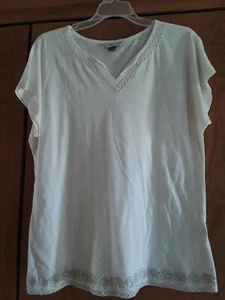 Christopher & Banks schwarz weiß bestickte Details Top Bluse/Shirt..Gr. L - Bild 1 von 3