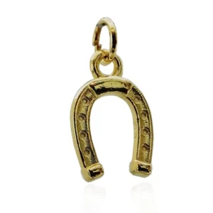 Ciondolo unisex ferro di cavallo in acciaio dorato mm 14x9 - Foto 1 di 2