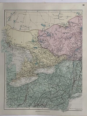 1882 Ontario & Quebec Hand Coloured Original Antique Map by Edward Stanford - Image 1 of 3