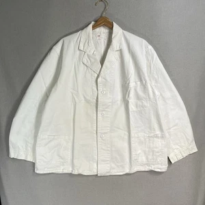 VINTAGE 50s 60s Chore Jacket Mens Size Large White Work Sanforized Coat - Bild 1 von 15