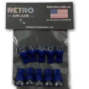 10 Pack Pinball replacement bulb LED 6.3 volt AC, 555 clear wedge base T10 Blue - Picture 1 of 2