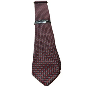 Structure Men's Necktie Red/Black/Gray Geometric 100% Silk Tie W 3,5 " L 58" - Picture 1 of 3