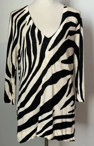 Chico’s leichter Pullover Leinenmischung Zebramuster 3/4 Arm Gr. 1 M - Bild 1 von 8