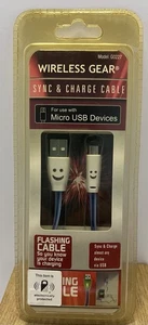 Wireless Gear Micro USB Cable Connectors Sync & Charger 3 FT Light Up Cable - Picture 1 of 2