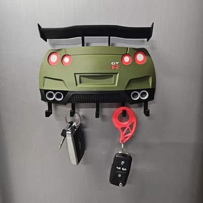 Colgador de llaves montado en la pared personalizado inspirado en Nissan GTR R35 - verde Foto 1 de 4