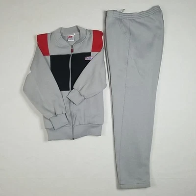 Винтажный Reebok трек костюм мужской размер L серый/разноцветный хлопок смесь флис читать - Изображение 1 из 4