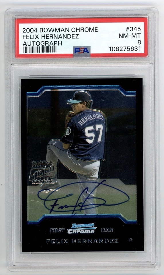 2004 Bowman Chrome #345 Felix Hernandez Rookie Autograph Auto PSA 8 Mariners - Image 1 of 2