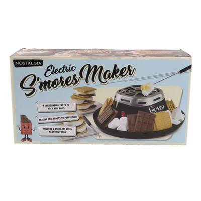 Máquina eléctrica de mesa Nostalgia S'mores para interiores, kit Smores con 4 bandejas, negra Foto 1 de 4