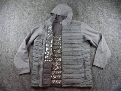 Chaqueta Columbia Para Hombres 2XLT Alto Gris Powerlite Omni Heat Híbrido Capucha Abrigo Abombado Foto 1 de 4