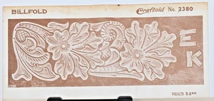 Vintage Craftaid No. 2380 Billfold Template – Bold Floral Design with Initials - Picture 1 of 2