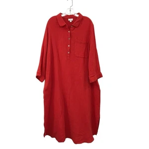 J. Jill Women's Shirt Dress Size 2X Cotton Gauze One-Pocket Midi Maxi Long - Picture 1 of 5