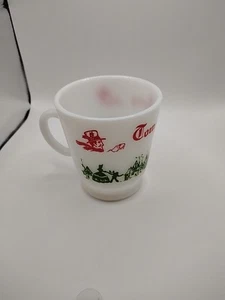 Vintage Tom and Jerry Egg Nog Milk Glass Holiday Cup Hazel Atlas - Picture 1 of 7
