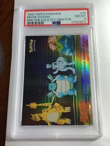 Topps Pokemon 1999 edición de película #26 ronda uno igual derrota arco iris PSA 8 casi nuevo-como nuevo - Imagen 1 de 2
