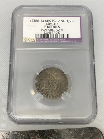 1386 1434 Poland 1/2 G F Details Planchet Flaw Cover