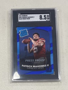 Rare Patrick Mahomes RC 2017 Donruss Blue Press Proof Rated Rookie SGC 8.5 sp KC