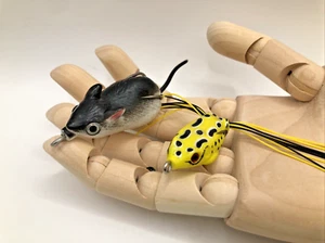 2 x Soft Fishing Lure Mice + Frog Bait Lure Mouse Toad floating Bass Crankbait - Picture 1 of 15