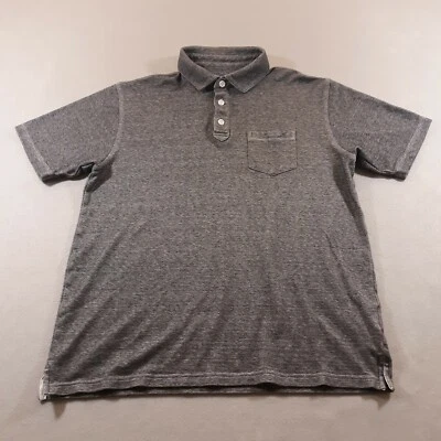 Camisa polo de golf Cypress Club para hombre talla mediana gris a rayas con botones Foto 1 de 4