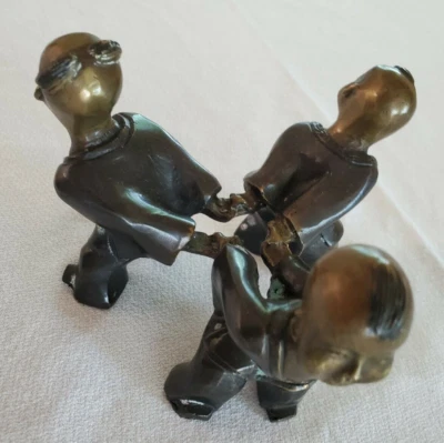 Pedestal de arte de bronce asiático 3 niños esfera incensario tibetano soporte soporte sin marca Foto 1 de 4