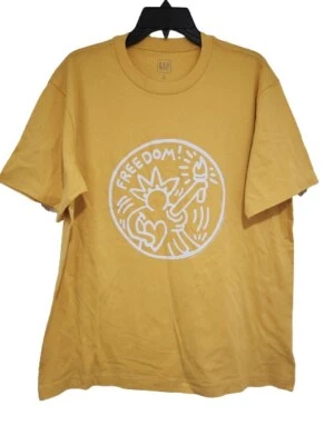Nueva Camiseta Keith Haring Freedom Pin Para Hombres Mediana Pop Arte Callejero Suave Cómoda Dorada Foto 1 de 4
