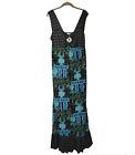 Cato Maxi Prairie Dress Womens 14 16W Sundress Black Blue Green Sleeveless Boho