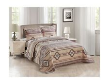 Rustic Southwest Quilted Western Bedspread Bedding Set in Brown Beige Taupe C...