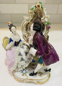 Antike Dresdner Figur Spitze deutsches Porzellan 7"Hx5Bx4T - Bild 1 von 6