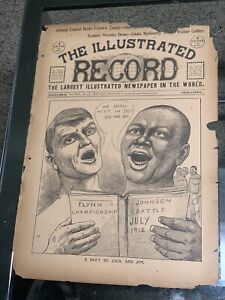 Amazingly Rare 1912 Jack Johnson The Illustrated Record Cover Fireman Jim Flynn
