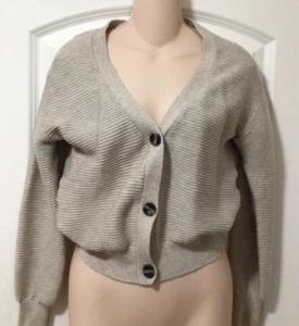 GIRLS JUNIORS CARDIGAN BUTTON SWEATER SIZE SMALL BLEND RIBBED CAMEL TAN COLOR - Picture 1 of 2
