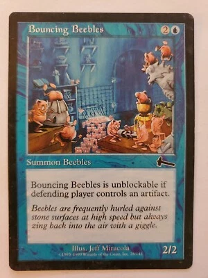 MTG Magic The Gathering Card Bouncing Beebles Summon Beebles Blue Urza's Legacy  - Image 1 of 2